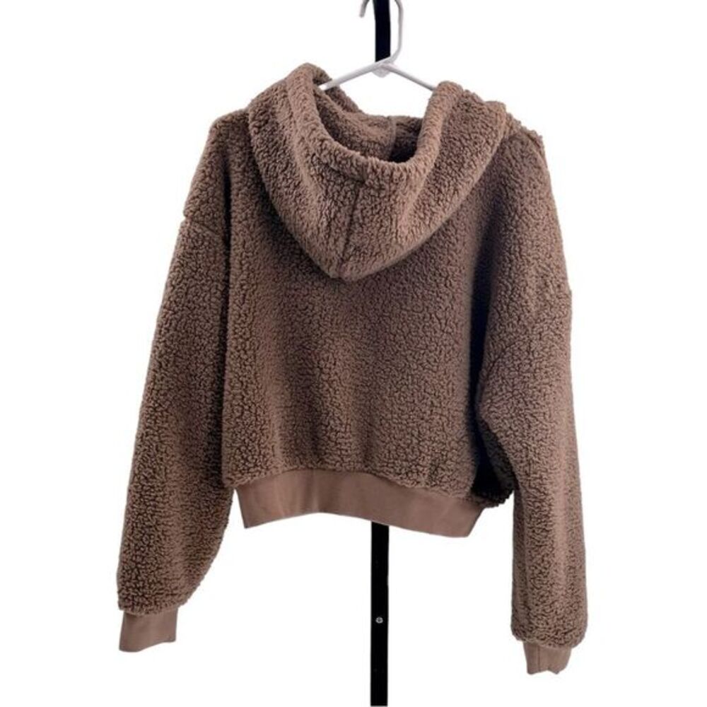 Skims Women’s Size L Teddy Zip‎ Up Hoodie Tigers Eye Brown Comfy Sherpa Lounge - Picture 6 of 7
